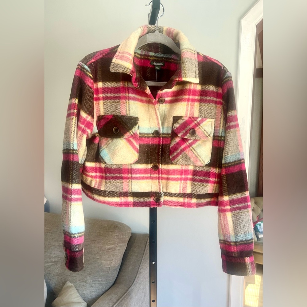 Wild Fable Plaid Cropped Flannel Coat Jacket Shacket Size S‎ Never Worn